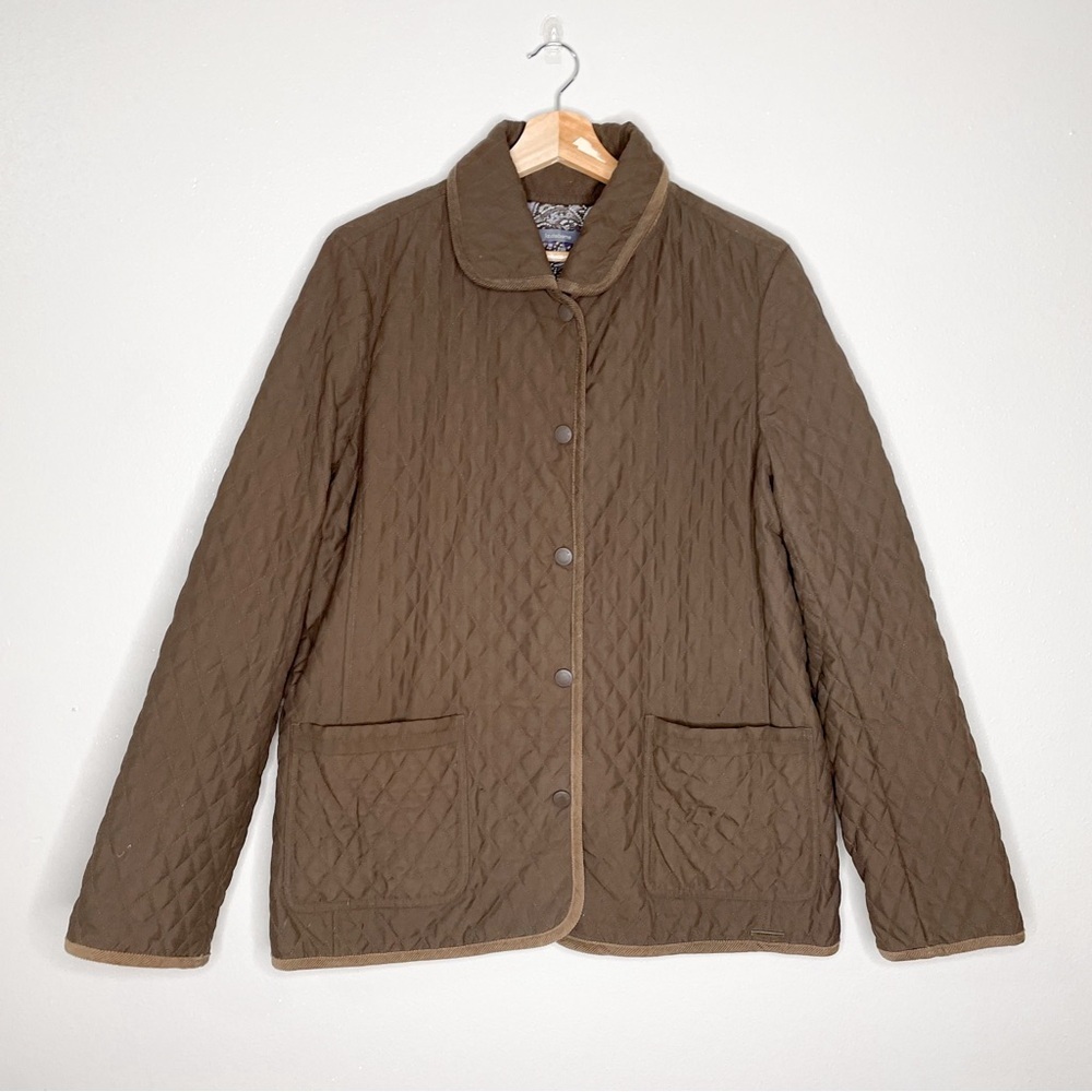 Quilted Chocolate Brown Chore Barn Coat, Liz Claiborne, Large